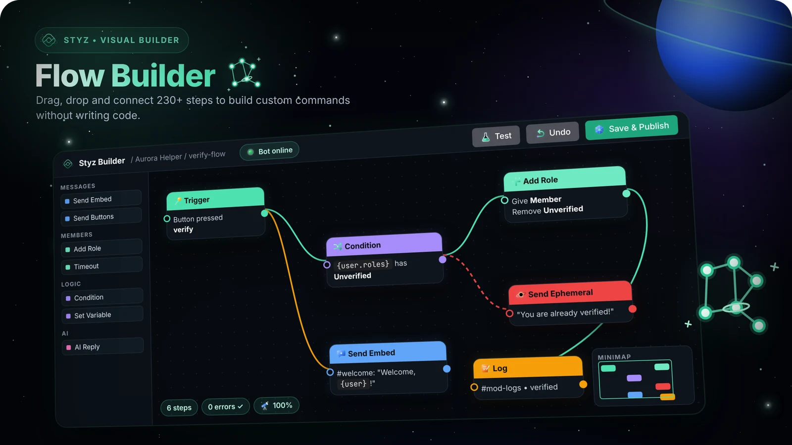 Styz Builder visual flow editor
